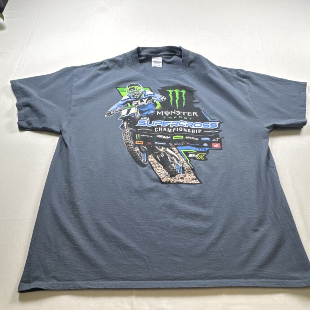 Port & Company Core Cotton Monster Supercross Men's XL Gray T-Shirt